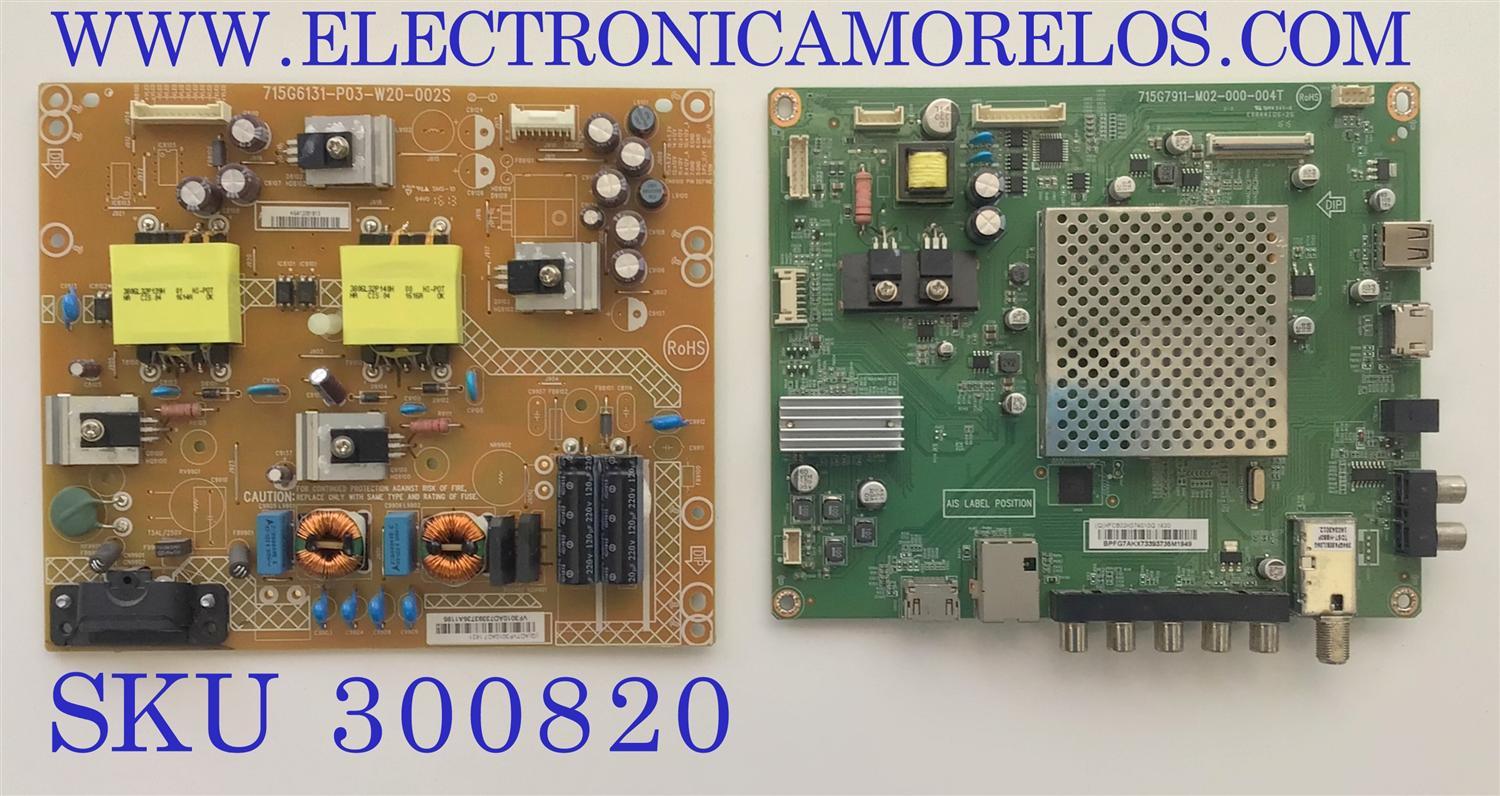 KIT DE TARJETAS PARA TV VIZIO / MAIN XFCB02K074 / 715G7911-M02-000-004T / FUENTE ADTVF3010AD7 / 715G6131-P03-W20-002S  / PANEL TPT400LA-HN02.S REV:SG02B / DISPLAY LSC400HN02 / MODELO D40-D1 LTTETV
